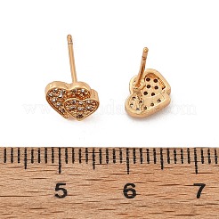 Brass Micro Pave Clear Cubic Zirconia Stud Earrings for Women&nbsp;EJEW-G428-25G-06