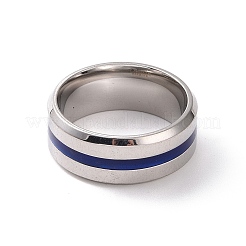 Royal Blue Enamel Grooved Line Finger Ring&nbsp;RJEW-I089-46P