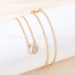 Brass Pave Clear Cubic Zirconia Pendant Necklaces for Women&nbsp;NJEW-Z079-02G-04