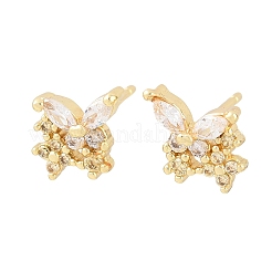 Brass Micro Pave Cubic Zirconia Stud Earrings for Women&nbsp;KK-A305-07G