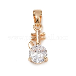 Brass Micro Pave Cubic Zirconia Pendants&nbsp;KK-E795-10KCG-01