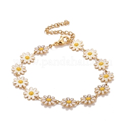 Enamel Daisy Link Chains Bracelet&nbsp;BJEW-P271-01G