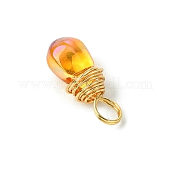 Wire Wrapped Electroplate Glass Pendant&nbsp;PALLOY-JF02469