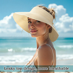 1Pc Women Straw Floppy Wide Brim Sun Hat&nbsp;AJEW-TA0002-59C
