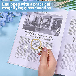 Flat Round with Flower Magnifying Glass Pendant Alloy Rope Chain Necklaces for Women&nbsp;NJEW-WH0013-74G