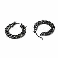 Ion Plating(IP) 304 Stainless Steel Curb Chain Shape Stud Earrings for Women&nbsp;EJEW-F283-02EB