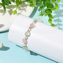 Natural Rose Quartz & Prehnite & Freshwater Pearl Beaded Bracelets&nbsp;BJEW-JB14268