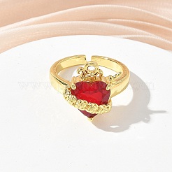 Brass & Glass Cuff Open Rings for Women&nbsp;KK-CBA760A-01A-G