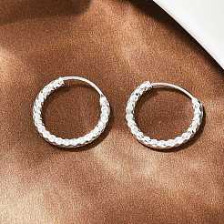 Brass Textured Hoop Earrings&nbsp;EJEW-F378-03B-S