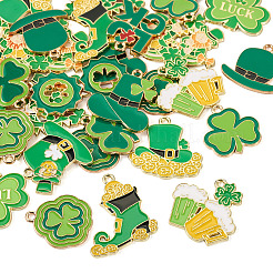 30Pcs 15 Styles Saint Patrick's Day Alloy Enamel Pendants&nbsp;ENAM-TA0001-96