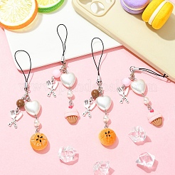 2Pcs Resin & Acrylic & ABS Plastic Imitation Pearl Mobile Straps&nbsp;HJEW-YW00307-01