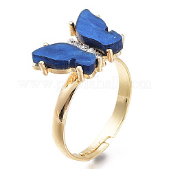 Adjustable Brass Micro Pave Clear Cubic Zirconia Finger Rings&nbsp;RJEW-I072-01A