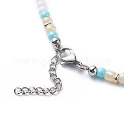 4Pcs 4 Style Natural Pearl & Shell & Dyed Synthetic Turquoise Beaded Necklaces Set&nbsp;NJEW-JN04039
