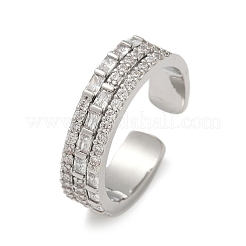 Brass Micro Pave Cubic Zirconia Cuff Rings for Women&nbsp;RJEW-F182-04P