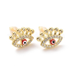 Clear Cubic Zirconia Evil Eye Stud Earrings with Enamel&nbsp;EJEW-A072-26LG