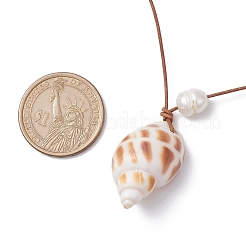 5Pcs 5 Styles Summer Beach Natural Cultured Freshwater Pearl & Natural Shell Pendant Necklaces&nbsp;NJEW-JN05098