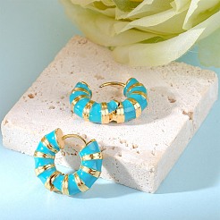 Enamel Striped Thick Hoop Earrings&nbsp;JE1110B