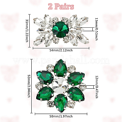 4Pcs 2 Styles Flower Brass Rhinestone Shoe Decorations&nbsp;AJEW-WR0002-42A