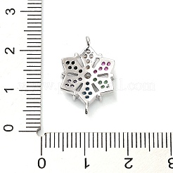 Brass Colorful Cubic Zirconia Connector Snowflake Connector Charms&nbsp;KK-L229-079P-01