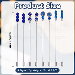 8Pcs 4 Styles Cat Eye & Glass & Acrylic Bead with Brass Brooches&nbsp;JEWB-DR00024