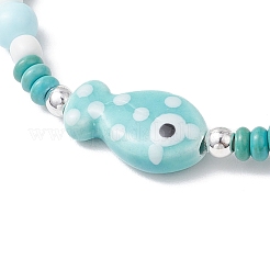 Synthetic Turquoise & Porcelain & Dyed Natural Howlite Beads Stretch Bracelets for Women&nbsp;BJEW-JB11793-02