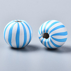 Painted Natural Wood European Beads&nbsp;WOOD-S057-043A