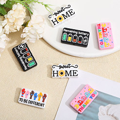 16Pcs 4 Styles Rectangle with Word Food Grade Silicone Focal Beads&nbsp;SIL-CA0004-44