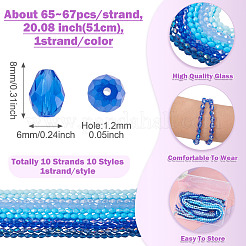 10Strands 10 Colors Transparent Glass Beads Strands&nbsp;EGLA-TA0013-24C