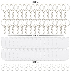 30Pcs Iron Split Key Rings with Chain&nbsp;DIY-YW0009-02