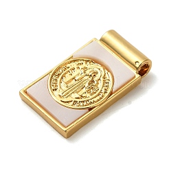 Rack Plating Religion Brass Pave Shell Rectangle Pendants&nbsp;KK-K345-14G