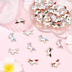 50Pcs 5 Colors Alloy Enamel Pendants&nbsp;ENAM-YW0008-33