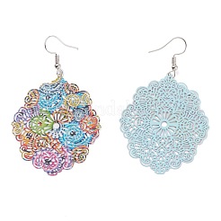 Spray Painted Stainless Steel Flower Dangle Earrings&nbsp;EJEW-I256-16P