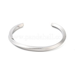 Non-Tarnish 304 Stainless Steel Twisted Open Cuff Bangles for Women&nbsp;BJEW-B097-01P