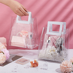 Valentine's Day Rectangle Transparent PVC Storage Bags with Handle&nbsp;ABAG-WH0046-05B