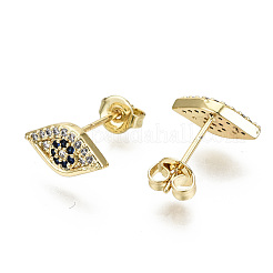 Brass Micro Pave Cubic Zirconia Stud Earrings&nbsp;EJEW-T046-35G-NF