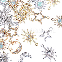 40Pcs 8 Styles Alloy Rhinestones Pendants&nbsp;FIND-TA0010-80