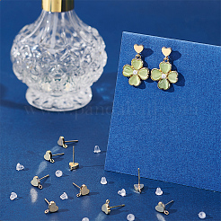 8 Pairs Brass Heart Stud Earring Findings&nbsp;KK-BC0011-79