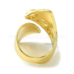 Brass with ABS Imitation Pearl Open Cuff Ring&nbsp;RJEW-K256-27G