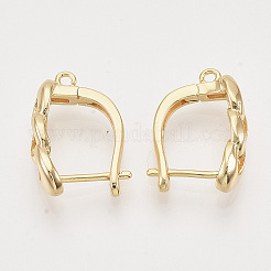 Brass Hoop Earring Findings with Latch Back Closure&nbsp;X-KK-T048-024G-NF