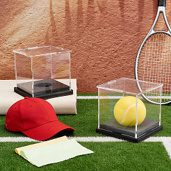 Transparent Acrylic Tennis Display Cases with Black Base&nbsp;ODIS-WH0030-299