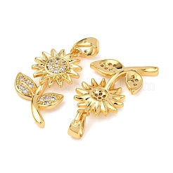 Brass Micro Pave Clear Cubic Zirconia Pendants&nbsp;KK-G543-05G-01