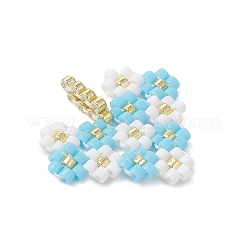 MIYUKI Glass Seed Beaded Heart with Flower Pendants&nbsp;PALLOY-MZ01113-03
