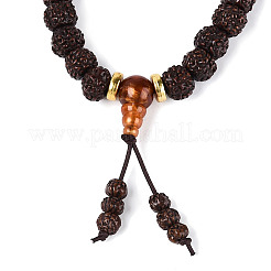 Buddhist Jewelry Prayer 108 Rudraksha Seed Mala Beads Necklaces&nbsp;NJEW-M102-01-1