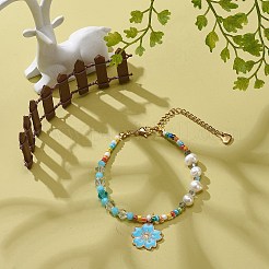 Alloy Enamel Sakura Charm Bracelet&nbsp;BJEW-JB08850