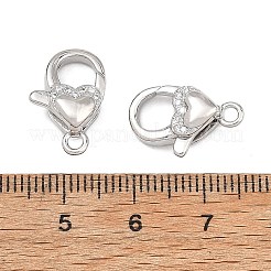 SHEGRACE Brass Micro Pave Clear Cubic Zirconia Lobster Claw Clasps&nbsp;XGRQ58424-754P