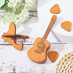 1 Set Guitar Shaped Wood Guitar Pick Box Holder Collector with Magnetic Clasps&nbsp;CON-CA0001-026
