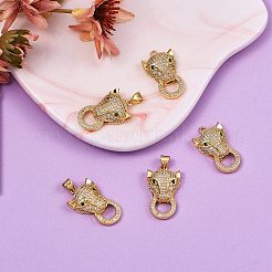 5Pcs Brass Micro Pave Clear & Green Cubic Zirconia Pendants&nbsp;ZIRC-SZ0003-23