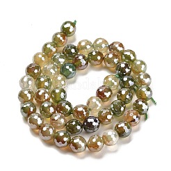 Electroplated Natural Agate Round Beads Strands&nbsp;G-L598-A01-02A