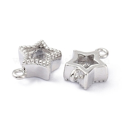 Eco-Friendly Brass Micro Pave Clear Cubic Zirconia Links Connectors&nbsp;ZIRC-C022-06P