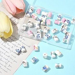 40Pcs Floral Printed Porcelain Beads&nbsp;PORC-FS0001-15